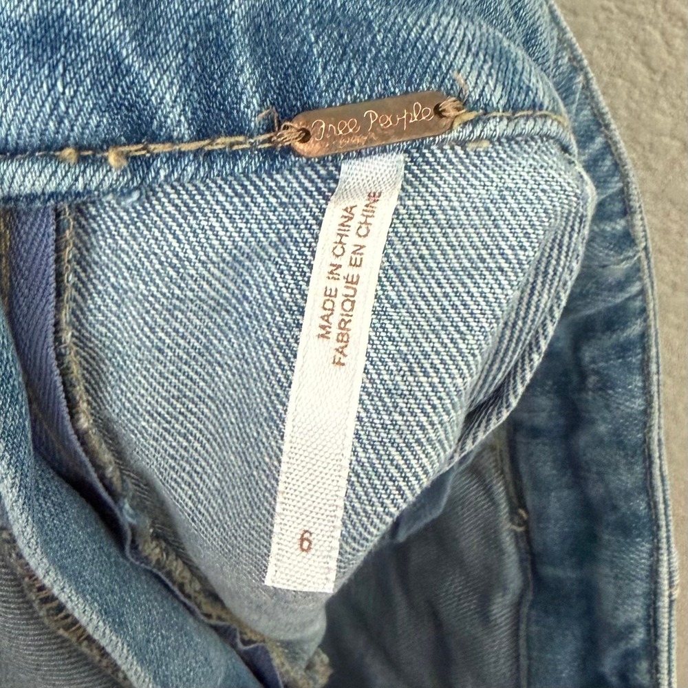 Free People Skirt Womens Size 6 Blue Denim Lace Up Mini Light Wash A-Line Cotton - Picture 7 of 9